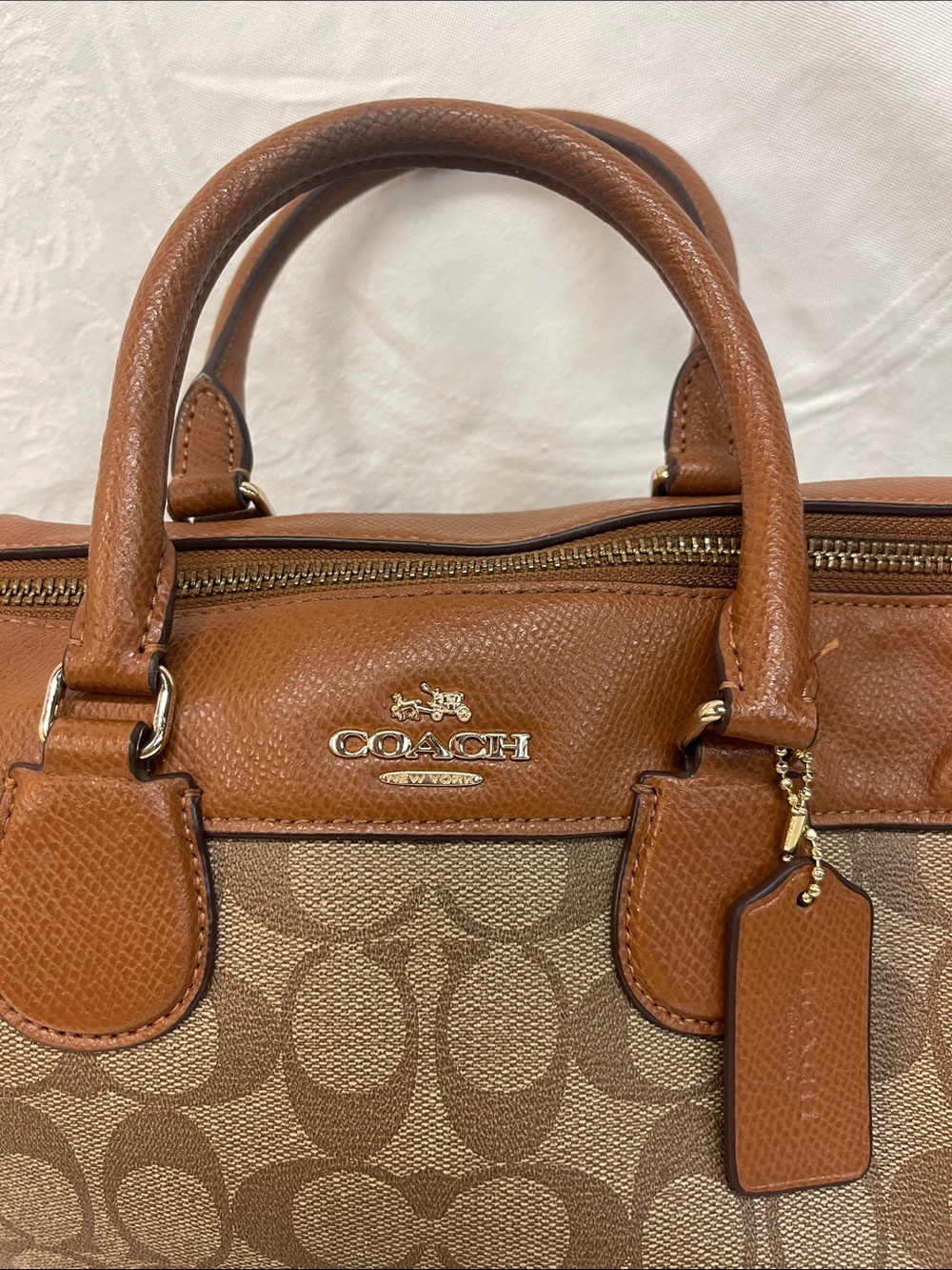 Coach Mini Bennett Satchel Signature Canvas smooth leather no strap - Picture 3 of 16
